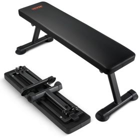 VEVOR Flat Weight Bench, Foldable Strength Training Bench, Utility Workout Bench for Full Body Workout, 1000 LBS Press Bench for Home Gym Exercis