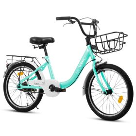 A20182 20 Inch Kids Bike For Boys & Girls, Children's Bicycle With Coaster Brake & V-Brake, 1-Speed, Chain Guard & Rear Rack, Lightweight Steel F (Option: White)
